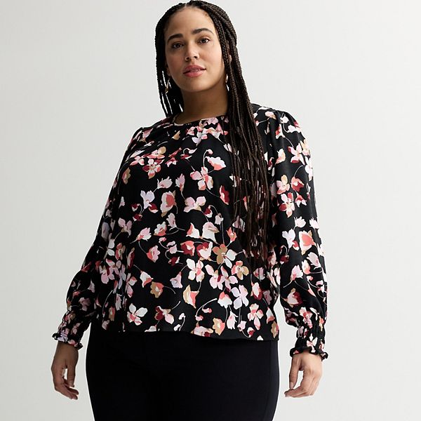 Блузка с длинным рукавом и сборками Plus size Nine West, Black Darya Floral
Блузка с длинным рукавом и сборками Plus size Nine West, Black Darya Floral
