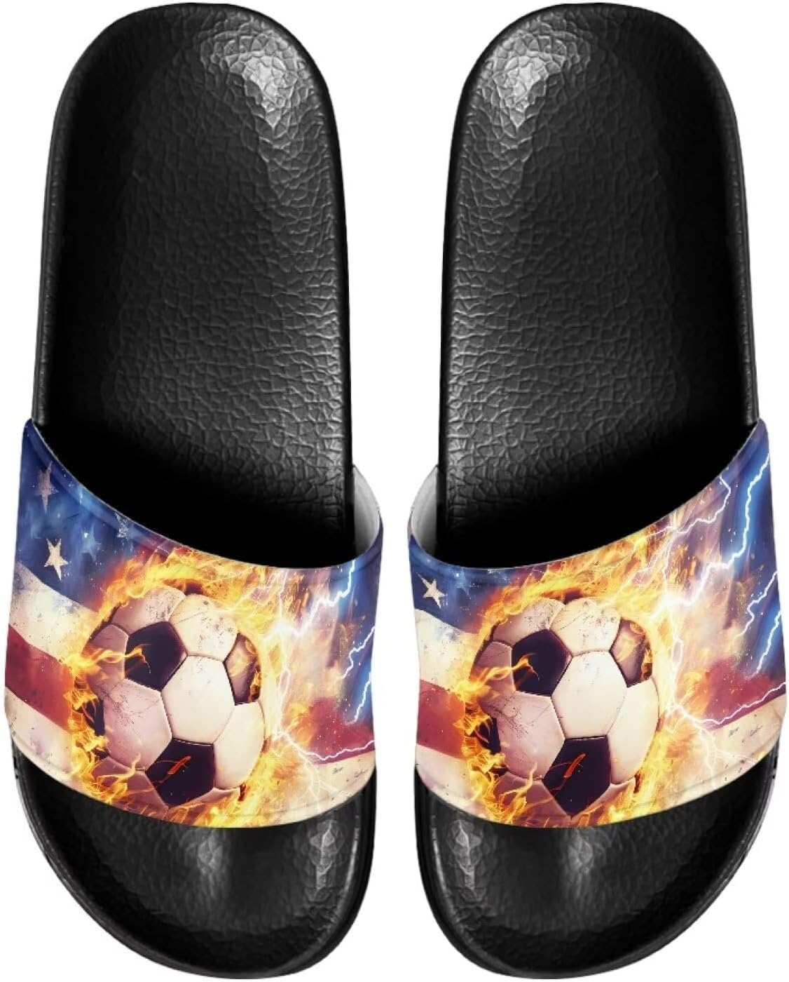 Сланцы для мужчин, противоскользящие, быстро сохнущие, мягкие и легкие, с открытым носком Pugasmiru, Soccer Fire America Flag Pattern
Сланцы для мужчин, противоскользящие, быстро сохнущие, мягкие и легкие, с открытым носком Pugasmiru, Soccer Fire America Flag Pattern