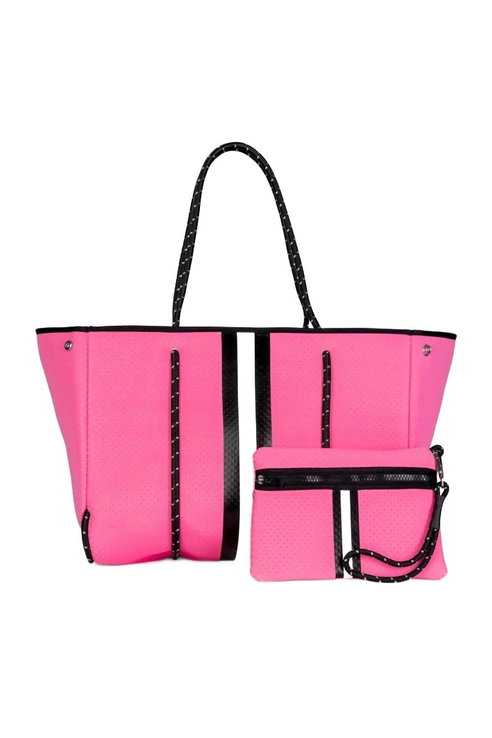 Женская сумка-шоппер Greyson Hills в неоново-розовом цвете с черно-белой полоской HAUTE SHORE
Женская сумка-шоппер Greyson Hills в неоново-розовом цвете с черно-белой полоской HAUTE SHORE