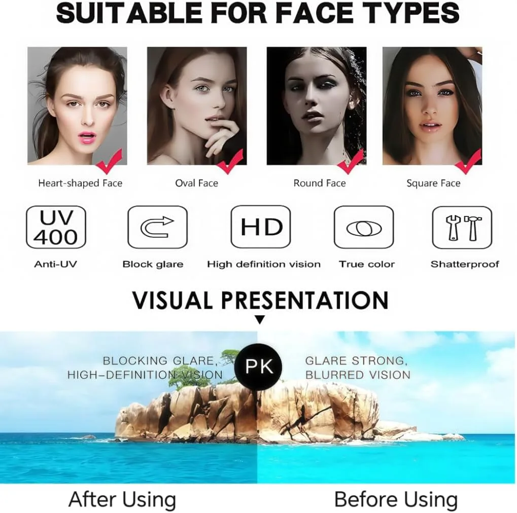 Женские солнцезащитные очки ICARA Cute с круглыми линзами в виде подсолнухов — идеально подходят для модных образов на открытом воздухе, 2 Pack-white & Baby Blue
Женские солнцезащитные очки ICARA Cute с круглыми линзами в виде подсолнухов — идеально подходят для модных образов на открытом воздухе, 2 Pack-white & Baby Blue
