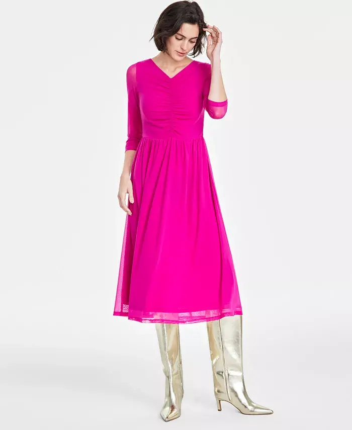 Женское платье миди с плиссировкой и сетчатыми вставками On 34th, фиолетовый
Женское платье миди с плиссировкой и сетчатыми вставками On 34th, фиолетовый