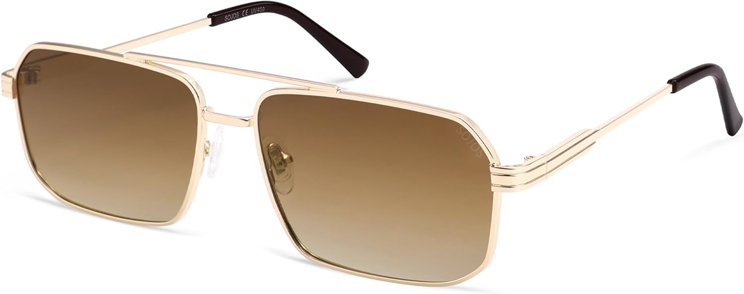 Солнцезащитные очки SOJOS Retro Polarized Square для женщин и мужчин, винтажные, с большой двойной перемычкой, защитой от УФ-излучения, металлическими линзами, модель SJ1246, Gold/Brown Grading
Солнцезащитные очки SOJOS Retro Polarized Square для женщин и мужчин, винтажные, с большой двойной перемычкой, защитой от УФ-излучения, металлическими линзами, модель SJ1246, Gold/Brown Grading