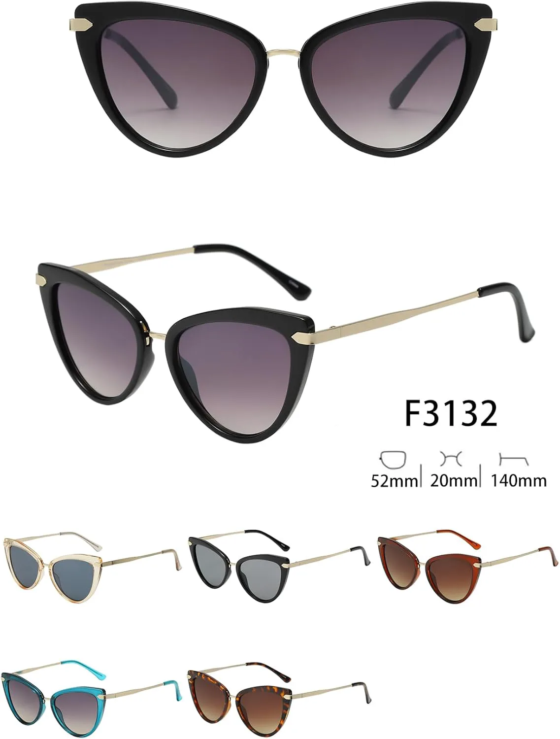 Набор из 12 пар — элегантные и сексуальные классические солнцезащитные очки в форме «кошачий глаз», разноцветные оправы, женская модная модель, F3132 Generic, Mixed
Набор из 12 пар — элегантные и сексуальные классические солнцезащитные очки в форме «кошачий глаз», разноцветные оправы, женская модная модель, F3132 Generic, Mixed
