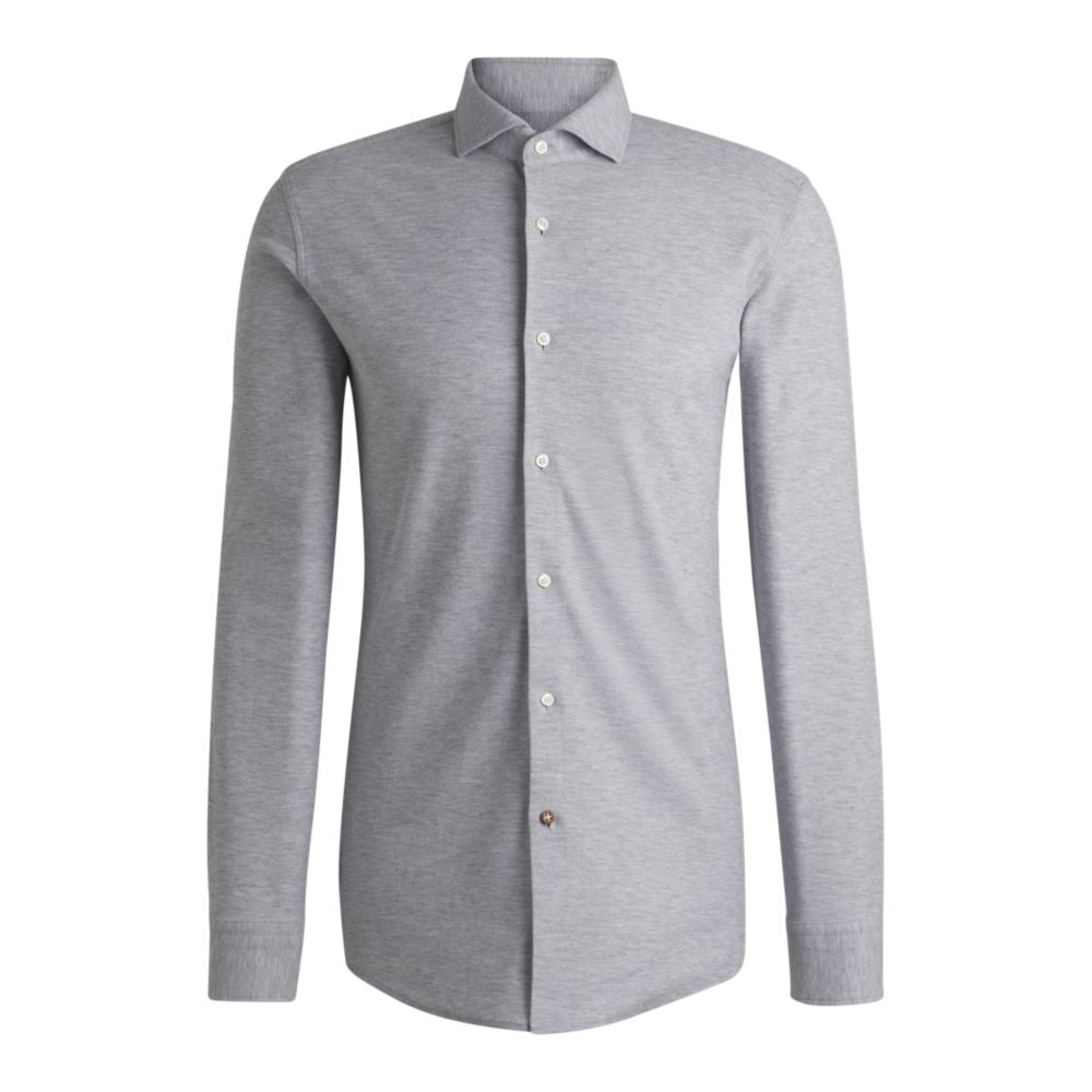 Рубашка приталенного кроя из хлопкового трикотажа-пике BOSS, светло-серый
Рубашка приталенного кроя из хлопкового трикотажа-пике BOSS, светло-серый