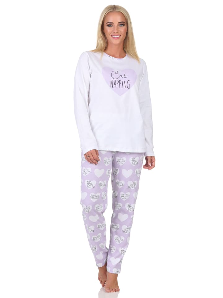 NORMANN Пижама с длинными рукавами, украшенная сердечками и кошачьим рисунком, фиолетового цвета
NORMANN Пижама с длинными рукавами, украшенная сердечками и кошачьим рисунком, фиолетового цвета