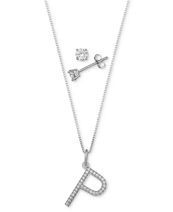 Комплект из двух кулонов с инициалами из кубического циркония и серег-гвоздиков с солитером из стерлингового серебра, созданный для Macy's. Giani Bernini, p
Комплект из двух кулонов с инициалами из кубического циркония и серег-гвоздиков с солитером из стерлингового серебра, созданный для Macy's. Giani Bernini, p