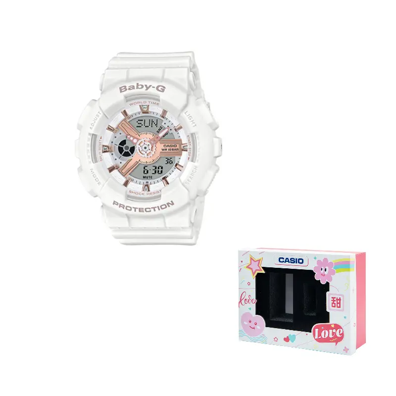 CASIO Часы Women's BABY-G Gold Watch BA-110RG-7APR, White Dial
CASIO Часы Women's BABY-G Gold Watch BA-110RG-7APR, White Dial