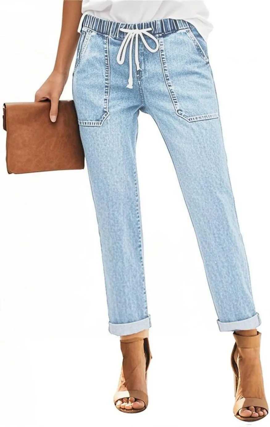 Addkaka Женские джинсы с высокой посадкой на резинке и шнурком
Addkaka Женские джинсы с высокой посадкой на резинке и шнурком