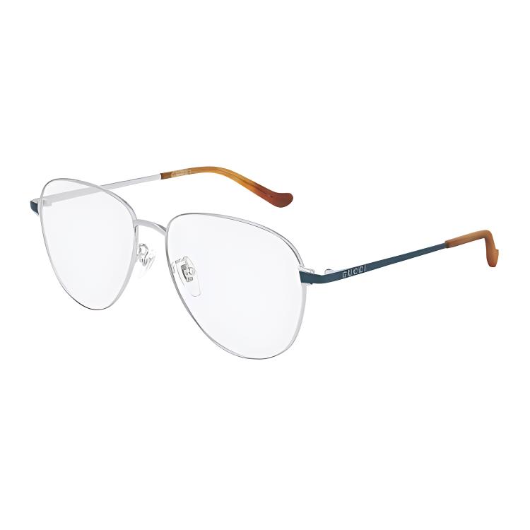 Металлическая овальная оправа для очков мужская серебристая GUCCI