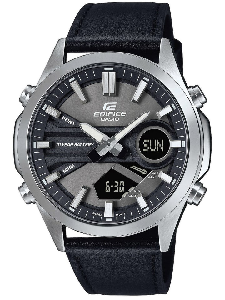 Casio Мужские часы-хронограф Edifice с кожаным ремешком, черные
Casio Мужские часы-хронограф Edifice с кожаным ремешком, черные