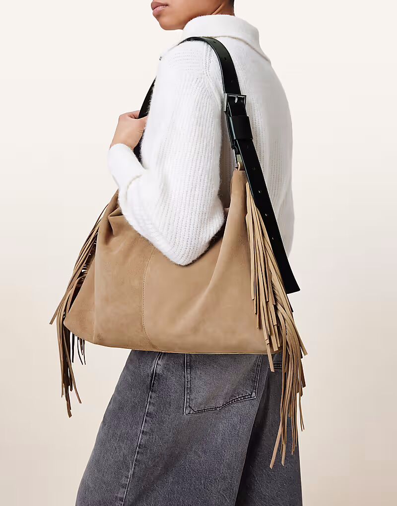 Сумка через плечо AllSaints Edbury из замши с бахромой в цвете «норка коричневая» 
Сумка через плечо AllSaints Edbury из замши с бахромой в цвете «норка коричневая»