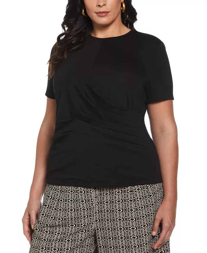 Асимметричный топ с короткими рукавами и запахом больших размеров ELLA Rafaella, черный
Асимметричный топ с короткими рукавами и запахом больших размеров ELLA Rafaella, черный