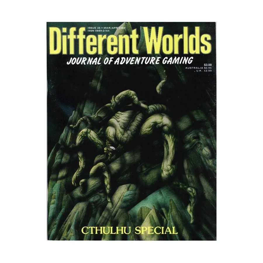 Журнал #45 "Call of Cthulhu Special, 'Lights of Madness' Module, Adventuring in the World of ElfQuest, Pavis Quest", Different Worlds Magazine
Журнал #45 "Call of Cthulhu Special, 'Lights of Madness' Module, Adventuring in the World of ElfQuest, Pavis Quest", Different Worlds Magazine