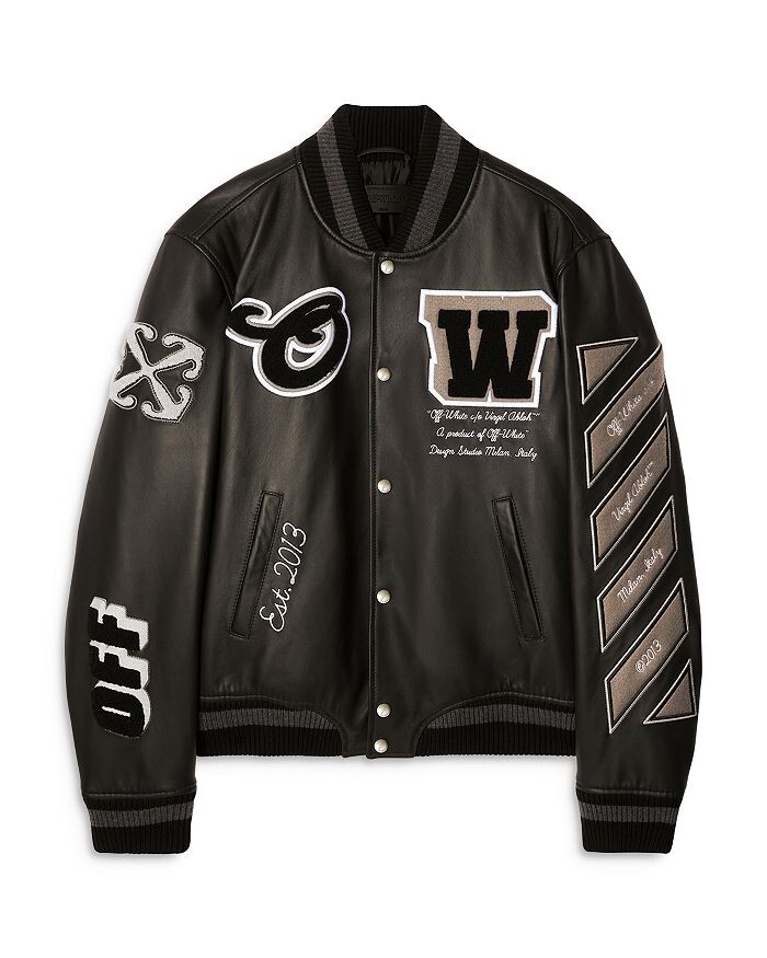 Кожаная университетская куртка Off-White, черный
Кожаная университетская куртка Off-White, черный