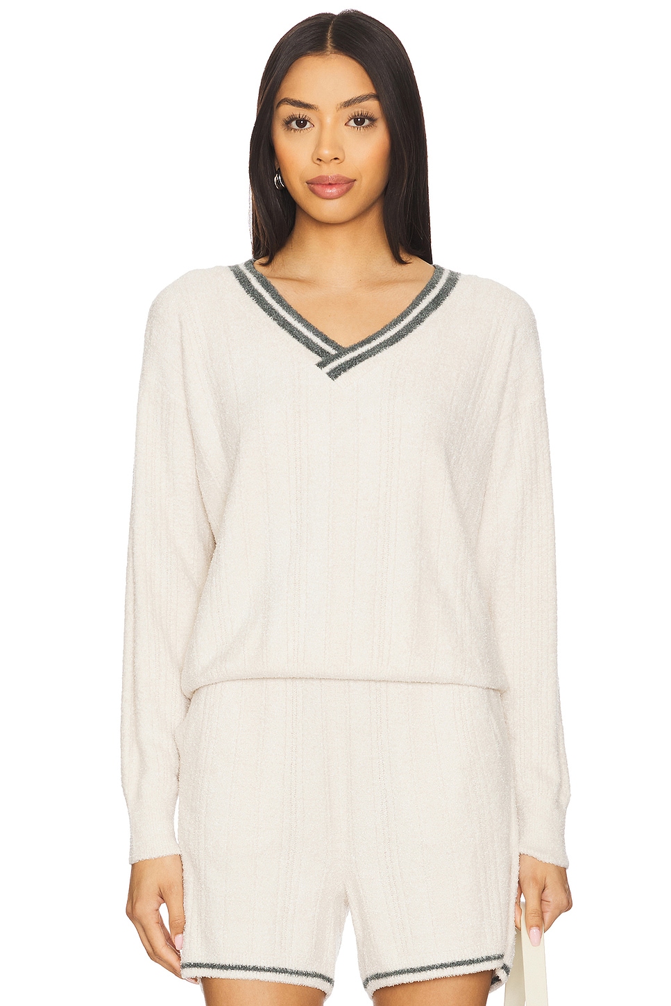 Cozychic светлый пуловер с ажурным узором Barefoot Dreams, sand dune & deep juniper
Cozychic светлый пуловер с ажурным узором Barefoot Dreams, sand dune & deep juniper