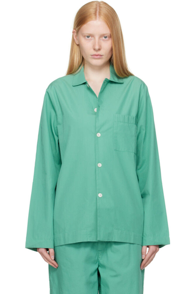 Зеленая поплиновая пижамная рубашка с длинными рукавами Tekla
Зеленая поплиновая пижамная рубашка с длинными рукавами Tekla