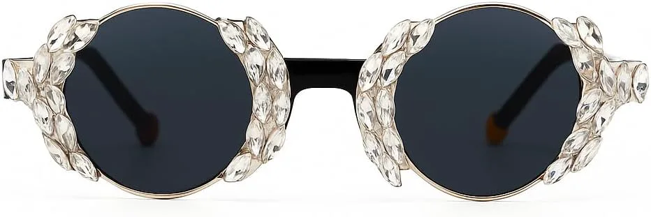 bullabulling Винтажные круглые солнцезащитные очки в стиле хип-хоп с кристаллами для женщин, модные, с блестками и стразами, ретро-очки в форме круга, Black/Black
bullabulling Винтажные круглые солнцезащитные очки в стиле хип-хоп с кристаллами для женщин, модные, с блестками и стразами, ретро-очки в форме круга, Black/Black