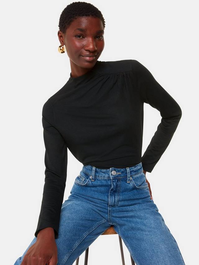 Топ с рюшами спереди Whistles, черный
Топ с рюшами спереди Whistles, черный