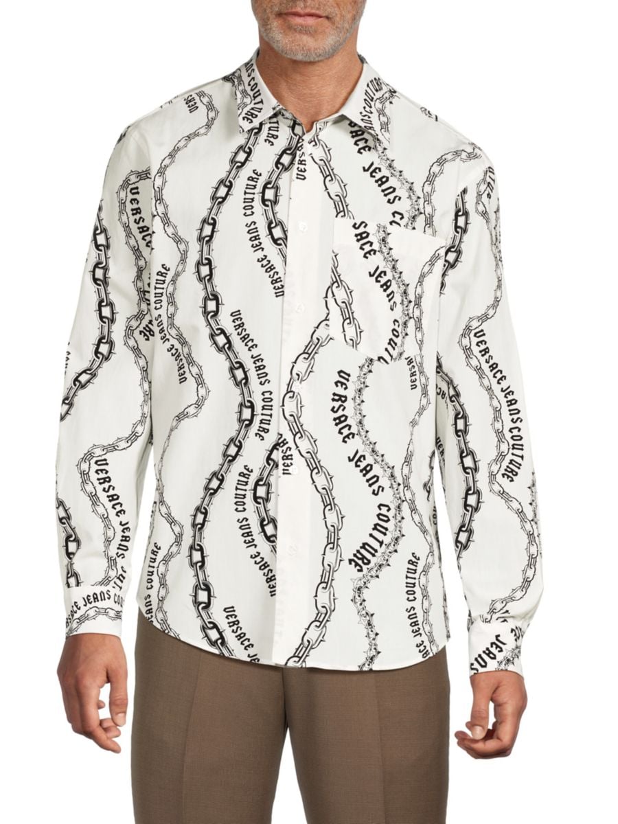 Спортивная футболка с логотипом цепи Versace Jeans Couture, белый
Спортивная футболка с логотипом цепи Versace Jeans Couture, белый