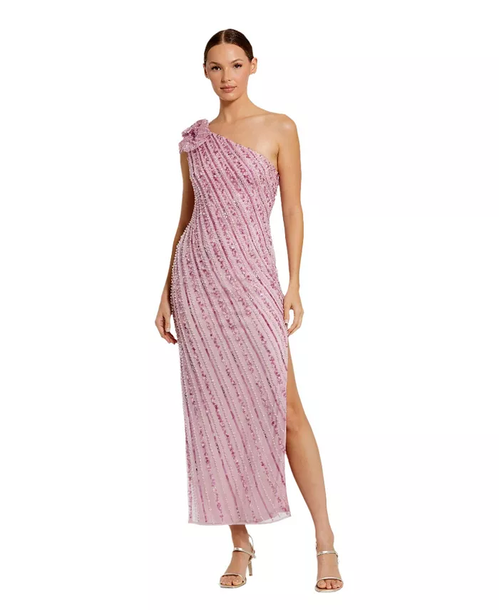 Женское платье на одно плечо, расшитое бисером и сеткой, с цветком Mac Duggal, фиолетовый
Женское платье на одно плечо, расшитое бисером и сеткой, с цветком Mac Duggal, фиолетовый