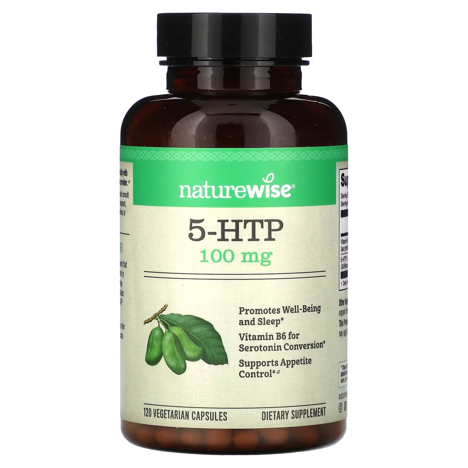 Добавка NatureWise 5-HTP 100 мг, 120 капсул
Добавка NatureWise 5-HTP 100 мг, 120 капсул