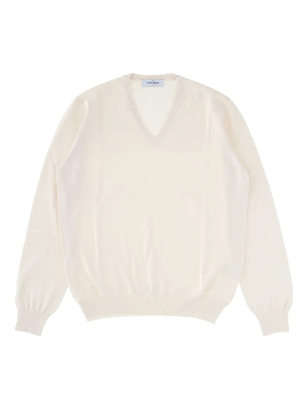 Хлопковый свитер с V-образным вырезом Gran Sasso, белый 
Хлопковый свитер с V-образным вырезом Gran Sasso, белый