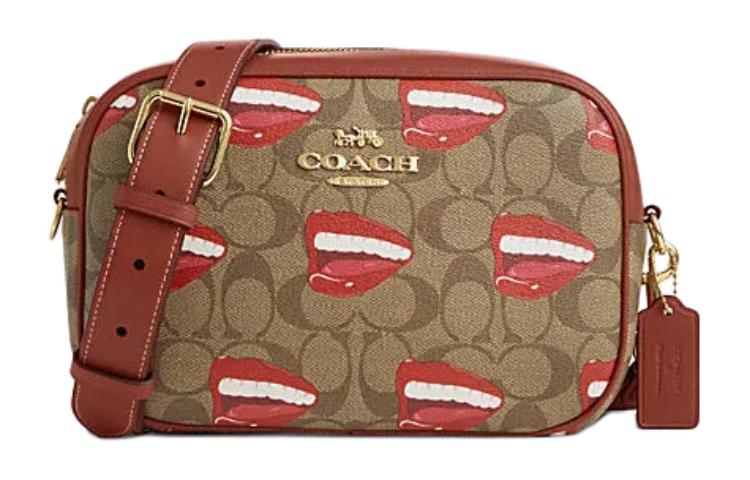 COACH Кожаная сумка для фотоаппарата через плечо женская коричневая и красная 
COACH Кожаная сумка для фотоаппарата через плечо женская коричневая и красная