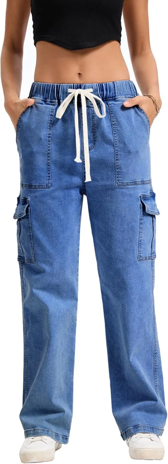 YOCUR Mid Rise Cargo Jeans Women Elastic Waist Stretch Wide Leg
YOCUR Mid Rise Cargo Jeans Women Elastic Waist Stretch Wide Leg