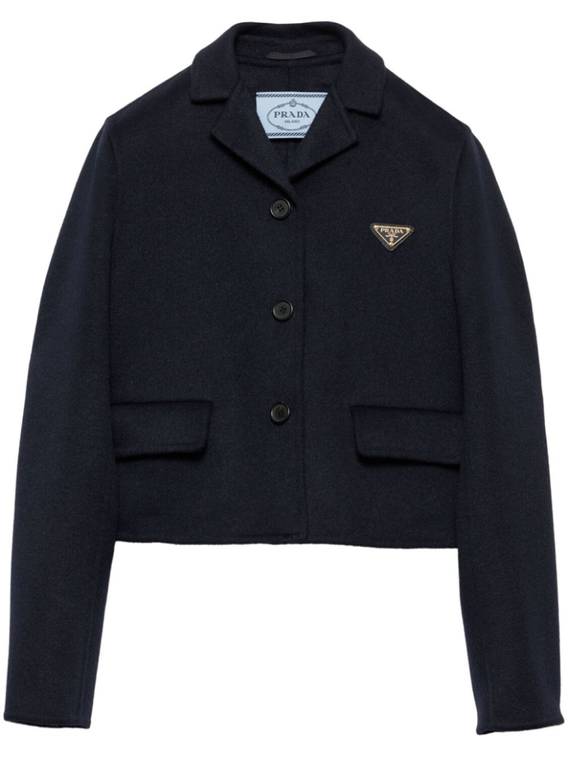 Вышитый однобортный пиджак Prada, синий
Вышитый однобортный пиджак Prada, синий