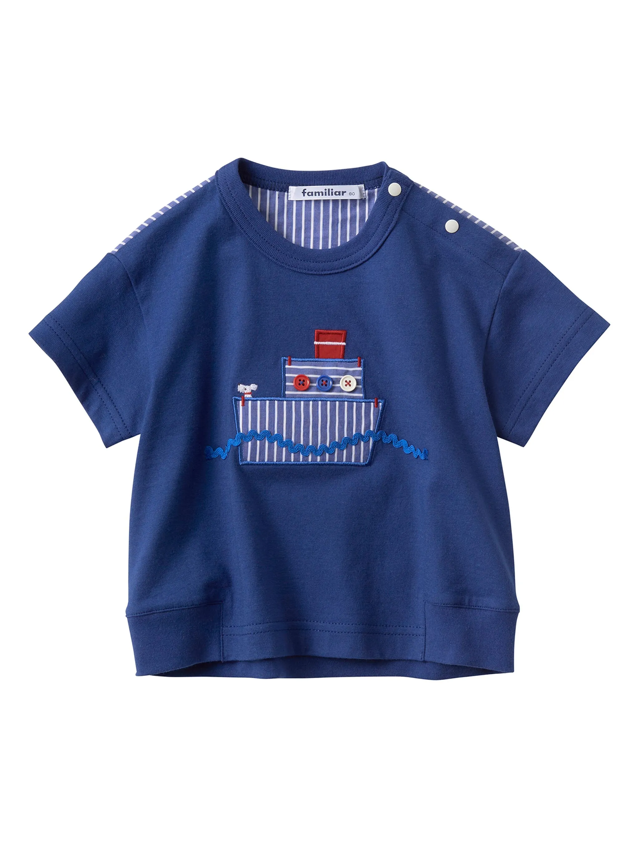Полосатая футболка с аппликацией Familiar, синий
Полосатая футболка с аппликацией Familiar, синий