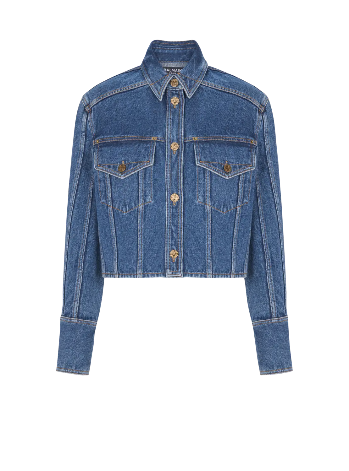 Укороченная джинсовая куртка с эффектом потертости Balmain, синий
Укороченная джинсовая куртка с эффектом потертости Balmain, синий