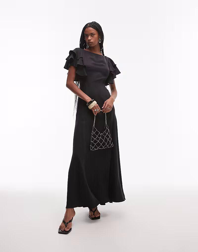 & Other Stories макси-платье с рукавами-оборками и открытой спиной черного цвета
& Other Stories макси-платье с рукавами-оборками и открытой спиной черного цвета