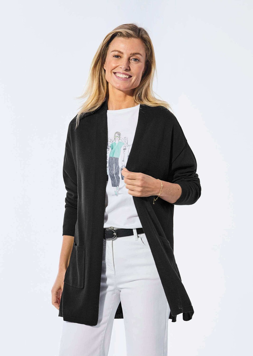 Кардиган GOLDNER Longstrickjacke, черный
Кардиган GOLDNER Longstrickjacke, черный