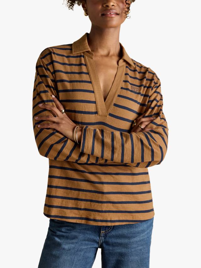 Хлопковая топ с воротником и полосками из утолщённой нити Joules, Tan/Navy
Хлопковая топ с воротником и полосками из утолщённой нити Joules, Tan/Navy