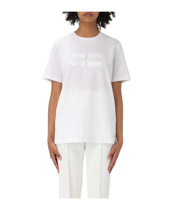 Белая футболка с логотипом и короткими рукавами Elisabetta Franchi, белый
Белая футболка с логотипом и короткими рукавами Elisabetta Franchi, белый