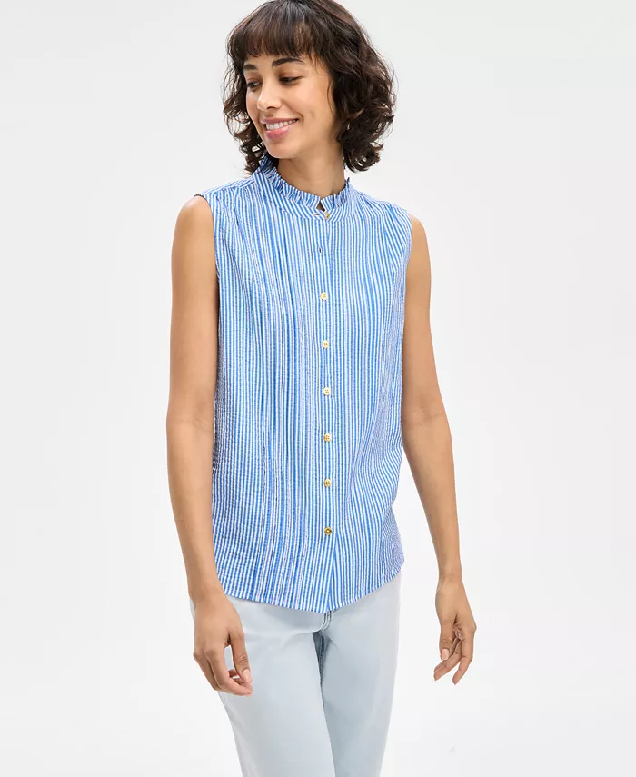 Женский полосатый топ без рукавов с воротником-рюш Nautica Jeans, синий
Женский полосатый топ без рукавов с воротником-рюш Nautica Jeans, синий