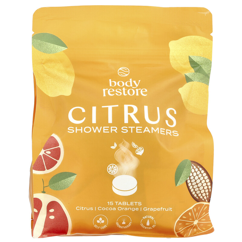 Body Restore, Пароварки для душа, цитрусовые, 15 таблеток, 13,2 унции
Body Restore, Пароварки для душа, цитрусовые, 15 таблеток, 13,2 унции
