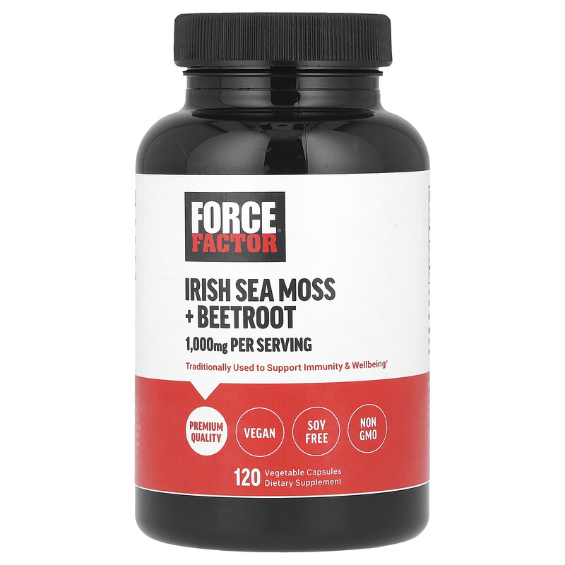 Force Factor, Ирландский морской мох + свекла, 120 растительных капсул
Force Factor, Ирландский морской мох + свекла, 120 растительных капсул