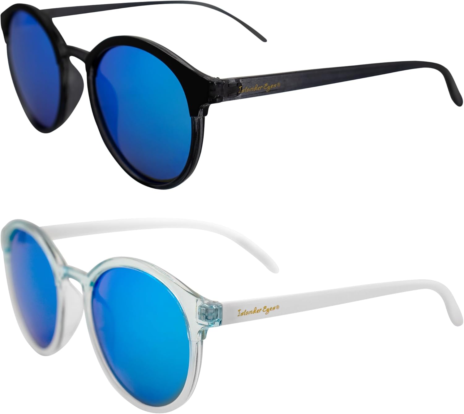 Поляризованные солнцезащитные очки Maldives для мужчин и женщин, 2 пары, увеличенные круглые оправы, черно-белая оправа с синими зеркальными линзами Islander Eyes, Black/White-blue
Поляризованные солнцезащитные очки Maldives для мужчин и женщин, 2 пары, увеличенные круглые оправы, черно-белая оправа с синими зеркальными линзами Islander Eyes, Black/White-blue