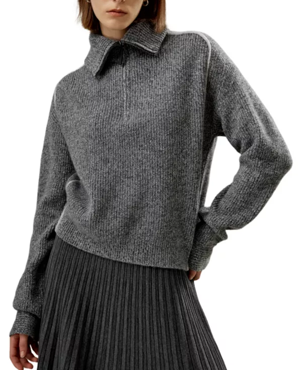 Кашемировый ребристый свитер с застежкой-молнией до середины груди Lilysilk, серый
Кашемировый ребристый свитер с застежкой-молнией до середины груди Lilysilk, серый