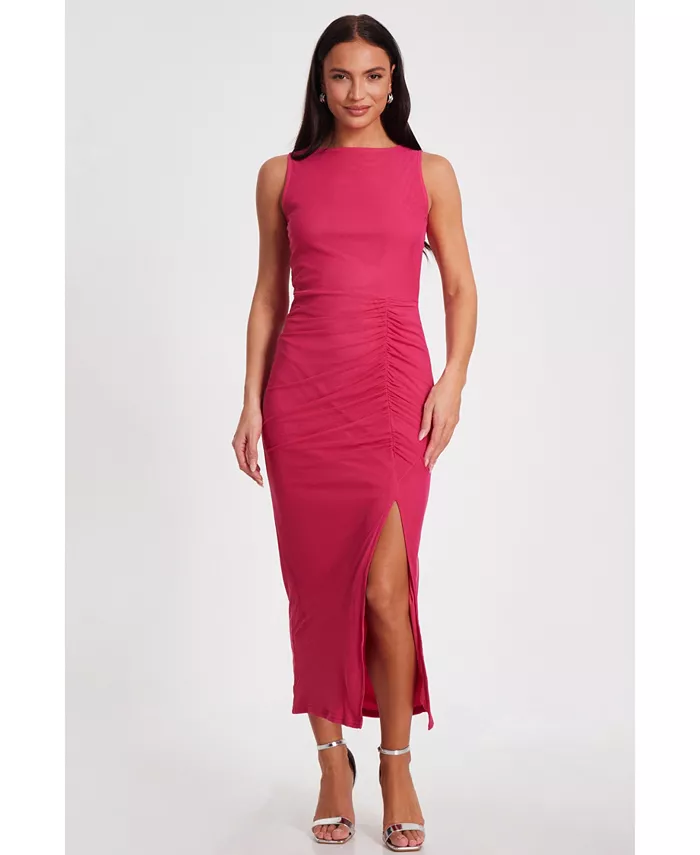 Женское макси-платье с круглым вырезом из сетки QUIZ, розовый
Женское макси-платье с круглым вырезом из сетки QUIZ, розовый