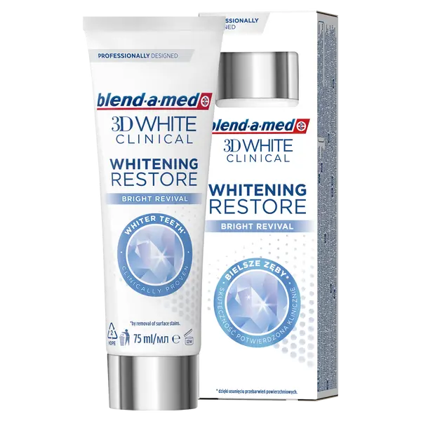Зубная паста, 75 мл Blend-A-Med 3D white clinical whitening restore bright revival
Зубная паста, 75 мл Blend-A-Med 3D white clinical whitening restore bright revival