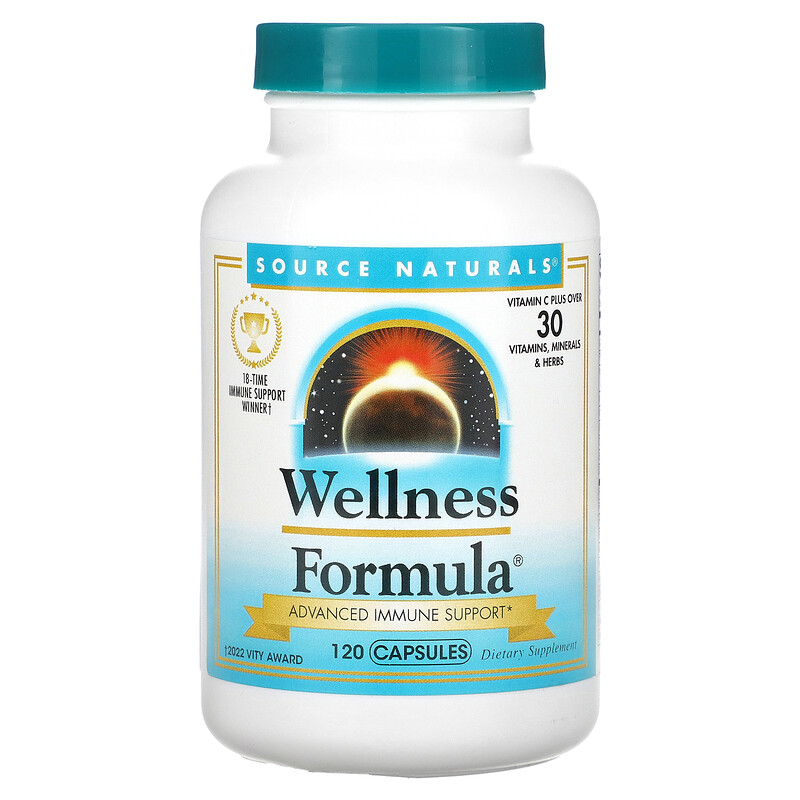 Source Naturals, Wellness Formula, улучшенная иммунная поддержка, 120 капсул
Source Naturals, Wellness Formula, улучшенная иммунная поддержка, 120 капсул