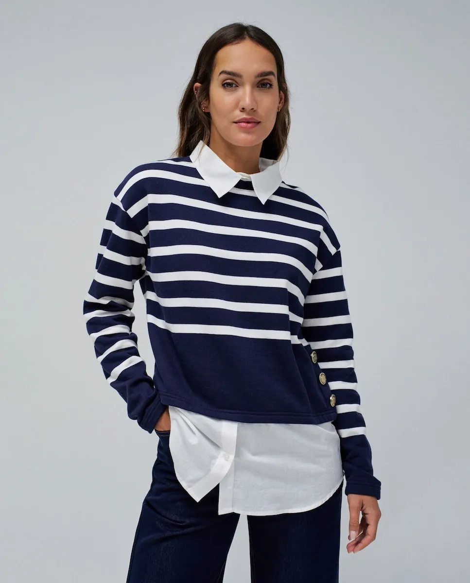 Женский свитер в сочетании с рубашкой Salsa Jeans, синий
Женский свитер в сочетании с рубашкой Salsa Jeans, синий