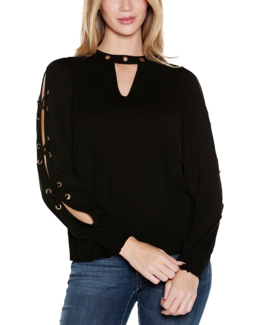 Женская трикотажная блузка с разрезом на рукаве и вырезом-капелькой Belldini, Black, Gold
Женская трикотажная блузка с разрезом на рукаве и вырезом-капелькой Belldini, Black, Gold