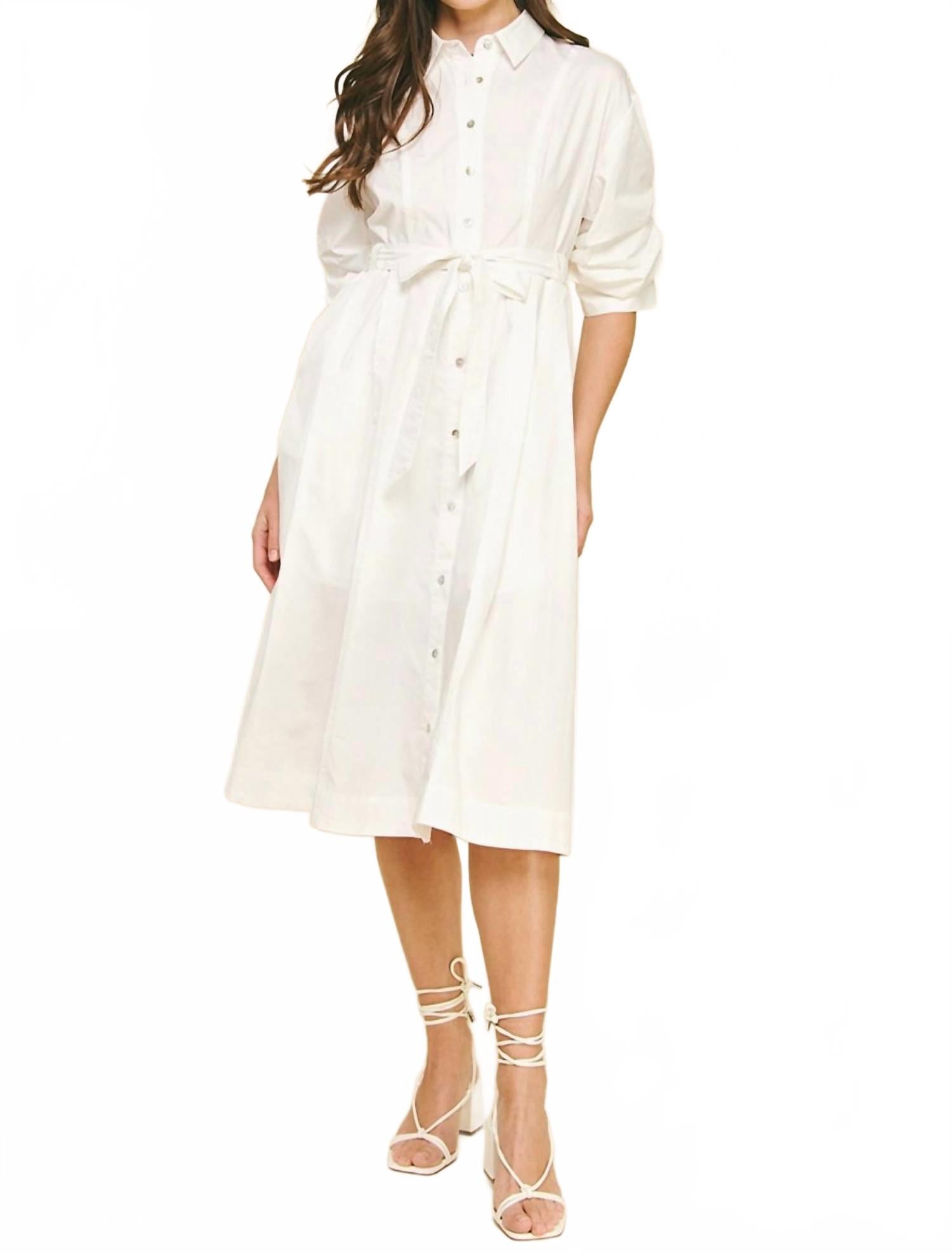 Белое миди-платье с закатанными рукавами и пуговицами PINCH
Белое миди-платье с закатанными рукавами и пуговицами PINCH