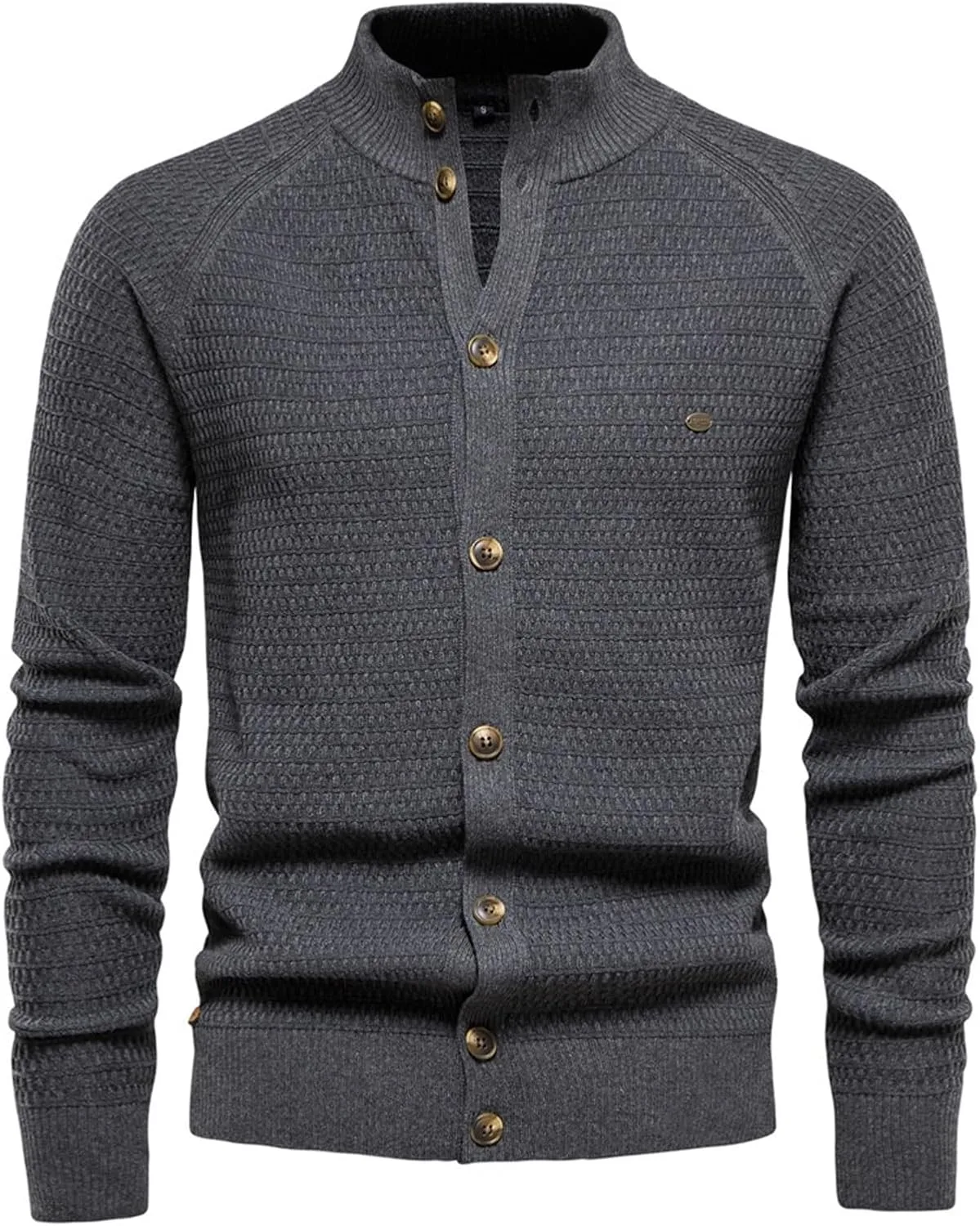 Мужской кардиган с воротником стойкой и кабельной вязкой
Мужской кардиган с воротником стойкой и кабельной вязкой