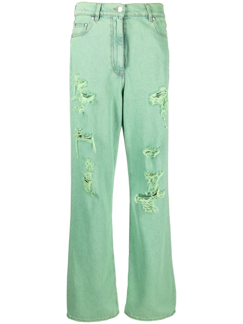 Джинсы с эффектом потертости и логотипом MSGM, зеленый 
Джинсы с эффектом потертости и логотипом MSGM, зеленый