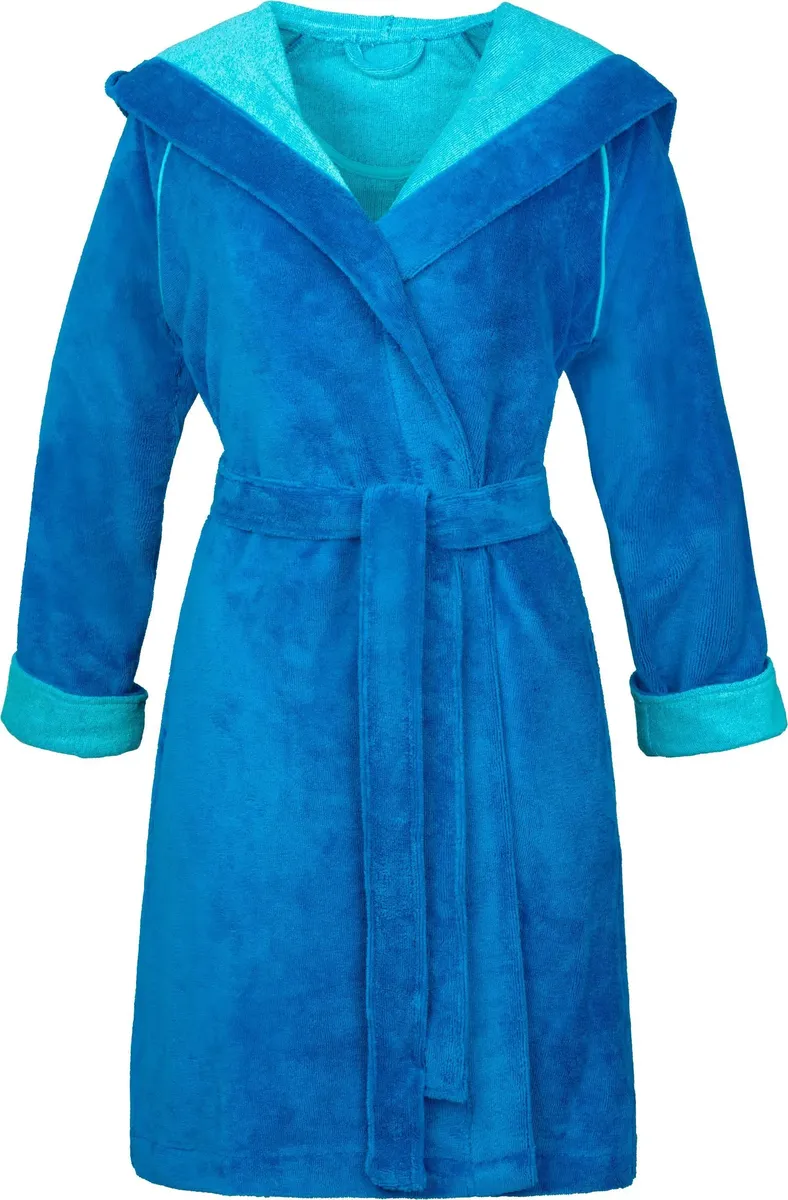 Халат женский Esprit "Cosy" (1 шт., с поясом), с капюшоном и вышивкой логотипа, короткий, бирюзовый 
Халат женский Esprit "Cosy" (1 шт., с поясом), с капюшоном и вышивкой логотипа, короткий, бирюзовый