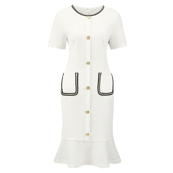 Женское платье-русалка bodycon с коротким рукавом и отделкой из твида Inspire Chic
Женское платье-русалка bodycon с коротким рукавом и отделкой из твида Inspire Chic